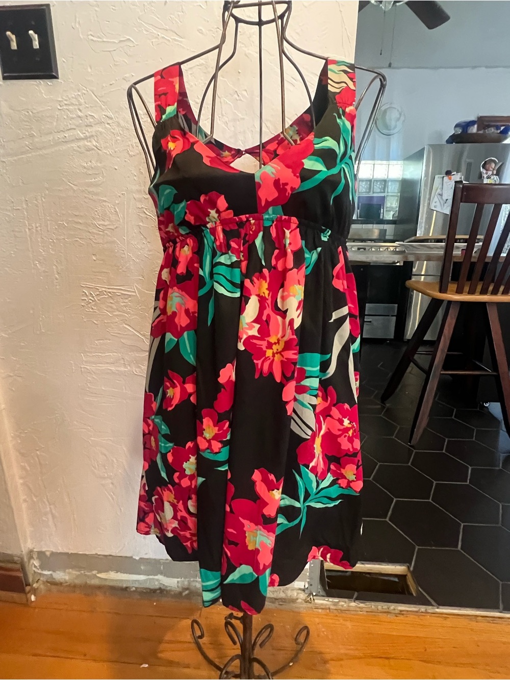 Black small Sundress with Pink & Green Blooms ROXY